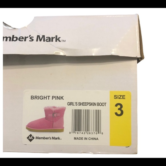 Member’s Mark Girls Sheepskin Pink Boots Short 3 - Picture 8 of 8